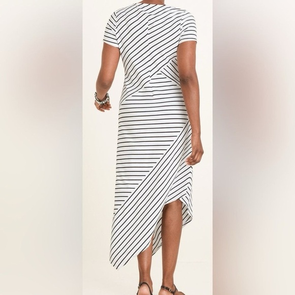 Chicos Maxi Asymmetrical Black & White Striped Dress Size 0 ( US 4-6) - Picture 7 of 7